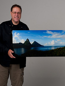 Scott Kelby holding his St. Lucia gallery wrap pano from Artistic Photo Canvas